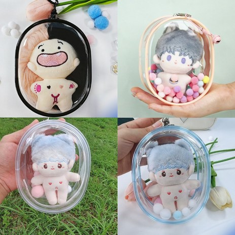 10cm 15cm 20cm 인형 파우치 미니 투명 원형 pvc 파우치 키링-추천-상품