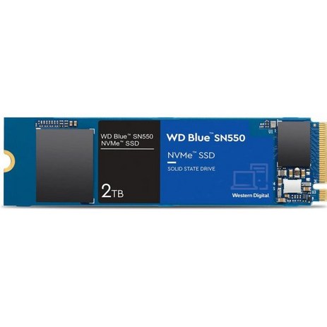 Western Digital 1TB WD Blue SN550 NVMe 내장 SSD Gen3 x4 PCIe 8Gbs M.2280 3D NAND 최대 2400MBs WDS100T2B0, 2TB-추천-상품