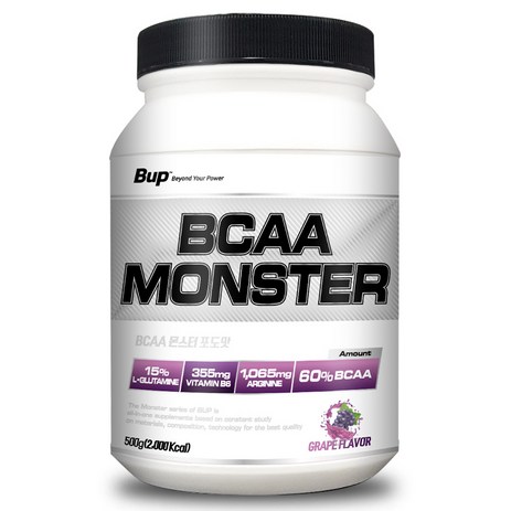 BUP BCAA몬스터 포도맛 아미노산 헬스보충제 BCAA, 500g, 1개-추천-상품