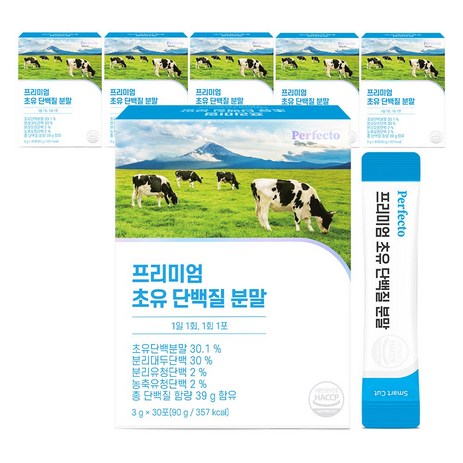 퍼펙토 프리미엄 초유 단백질 분말 스틱, 90g, 6개-추천-상품