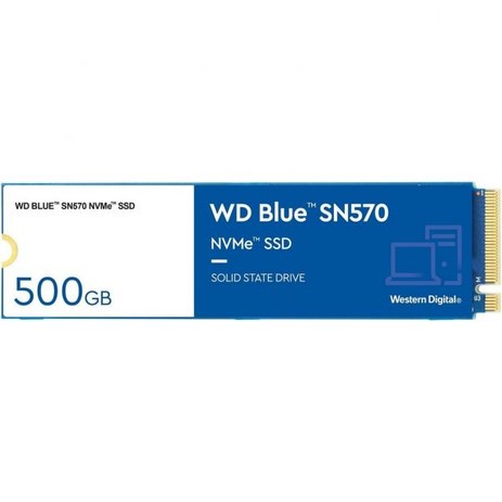 웨스턴 디지털 250GB WD Blue SN570 NVMe 내장 솔리드 스테이트 드라이브 SSD Gen3 x4 PCIe 8Gbs M.2280 최대 3300MBs WDS250G3, 500GB-추천-상품