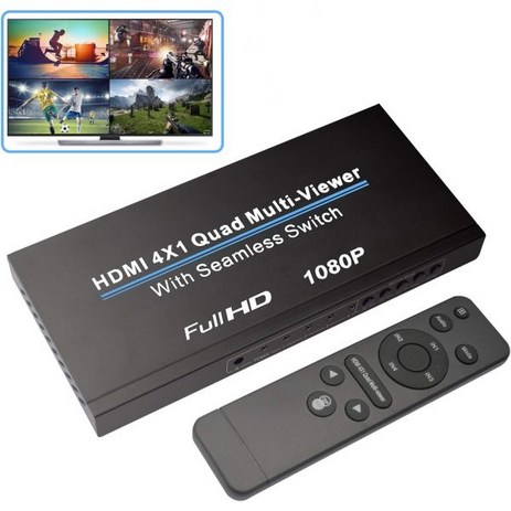 HDMI 멀티스위처 4X1 NIERBO 쿼드 멀티뷰어 4 in 1 Out 스위처 1080P 심리스 IR 컨트롤 3D 지원 PCSTBDVD용 5가지 모드-추천-상품