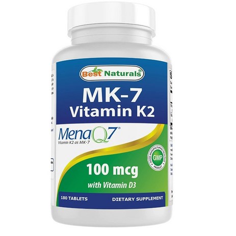 BEST NATURALS 비타민 K2 (MK7) D3 보충 뼈 및 심장 건강 (5000 IU 비타민 D3 100 MCG VITAMIN K2 MK7) 180 정, 1개, 180정-추천-상품