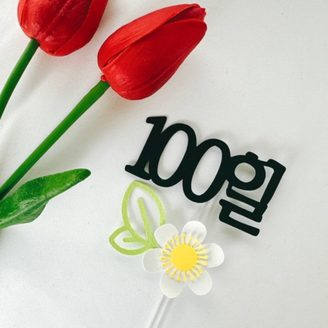 100일 기념일토퍼 (케이크토퍼 100일 꽃토퍼 백일 ), 1개-추천-상품