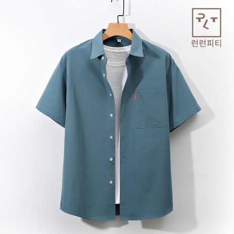 런런피티 빅사이즈 남성 캐주얼 반팔셔츠 여름 카라넥 남자반팔티 포켓 반팔 남방 셔츠-추천-상품