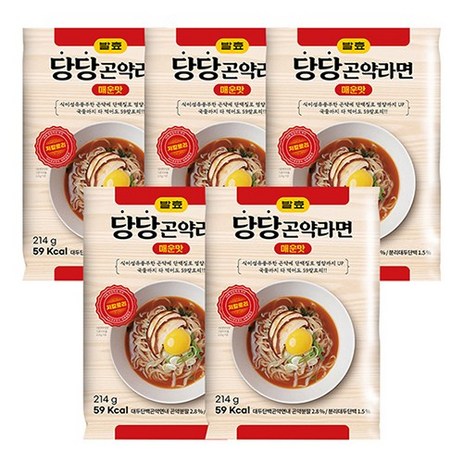 당당 곤약라면 매운맛 5개 발효곤약라면 59칼로리 저칼로리, 214g, 1개-추천-상품