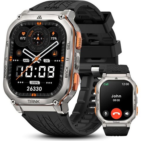 KOSPET 맨투맨 스마트워치 건강관리 무선랜 wifi 운동정보기록 Tank M3 Ultra Smart Watch with GPS 50M Waterproof Compass, Sliver-추천-상품