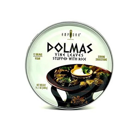 Amphora 채워진 포도 잎Dolmas 14 온스6개 팩 지중해 허브 완전 맛있는 비건 롤 전통 터키 요리, 6개-추천-상품
