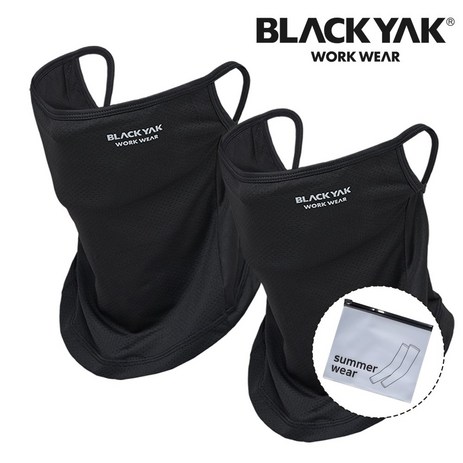 블랙야크 페이스스카프 1+1 파우치증정 얼굴햇빛가리개 자외선차단마스크, 블랙+블랙+파우치1개-추천-상품
