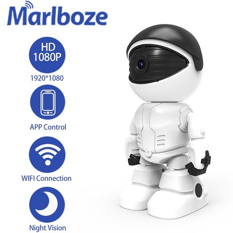 marlboze 1080p 로봇 wifi ip 카메라 아기 모니터 웹캠 앱 원격 제어 스마트 홈 비디오 감시 cctv 무선 카메라, 흰색 카메라 추가 64g, 협력사, 우리 플러그-추천-상품