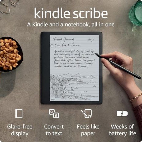 아마존 킨들 스크라이브 Amazon Kindle Scribe(16GB) 최초의 Kindle과 디지털 노트북이 하나로 통합된 10.2인치 기본 펜 포함, 16 GB, 킨들 무제한 없이, 프리미엄 펜-추천-상품