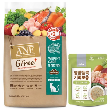 ANF 캣 6Free+ 웨이트케어 5.6kg+영양듬뿍 닭고기야채죽 80g, 1개-추천-상품