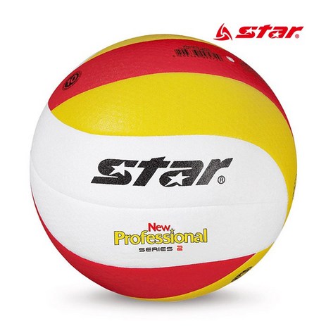 스타 뉴프로페셔널2 배구공, 화이트 + 레드 + 옐로우-추천-상품