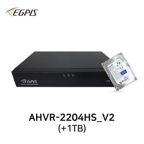 이지피스 AHVR-2204HS_V2(1TB) 200만화소 AHD 4채널 CCTV DVR 녹화기 TVI/CVI/52만화소 겸용, 하드디스크 기본 1TB 장착, 1개-추천-상품