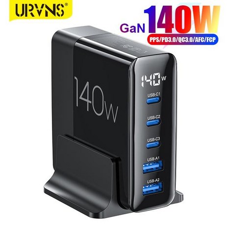 140W GaN usb듀얼 USB C 충전 스테이션 5 포트 PD 100W 65W PPS 45W 프로 에어 노트북 용 초고속 충전기, KR Plug-추천-상품