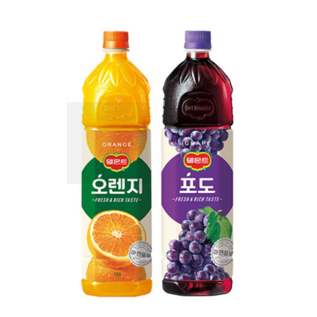 델몬트 100% 오렌지1.5L 2+ 포도 1.5L 2, 4개, 1.5L-추천-상품