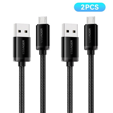 Essager USB A타입-마이크로 5핀 고속충전 케이블, 블랙, 2개, 3m-추천-상품