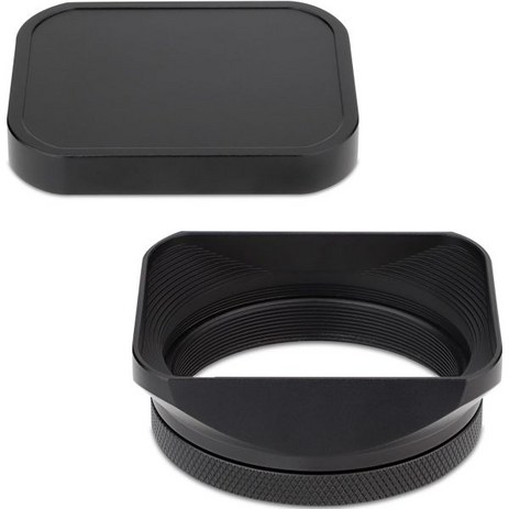 Haoge Metal Square Lens Hood for 후지필름 X100VI 후지 X100V X100F 49mm UV 필터 어댑터 링메탈 캡 키트 카메라 액세서리 블랙, 1개-추천-상품