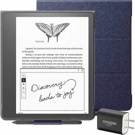 [세트 사] Kindle Scribe 킨들 스크라이브 (64GB) 10.2 인치 디스플레이 Kindle 사상 최초의 필기 입력 기능 탑재 프리미엄 펜 첨부 [순정 패브릭 커버 (블루) 세트], 1개-추천-상품