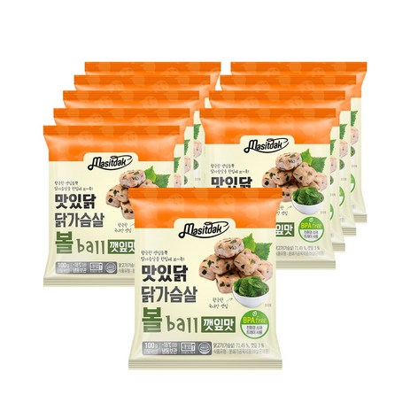 맛있닭 닭가슴살볼 깻잎맛, 100g, 10개-추천-상품