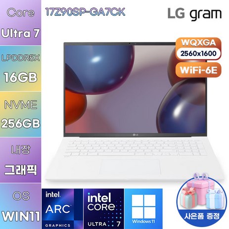 LG WIN11 그램 프로17 17Z90SP-GA7CK 업무용 대학생 노트북, WIN11 Home, 16GB, 256GB, 에센스 화이트-추천-상품