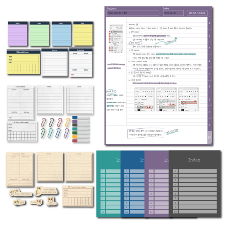 노트 스티커 아이패드 굿노트 속지 하이퍼링크 pdf 다꾸, 노트 스티커 셋트-추천-상품