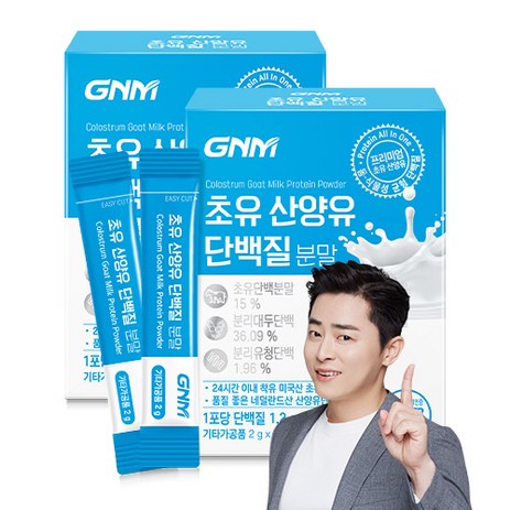 [무부형제] GNM 산양유 초유 단백질 프로틴 분말 스틱 / 프로바이오틱스 유산균 BCAA 비타민 칼슘, 60g, 2개-추천-상품