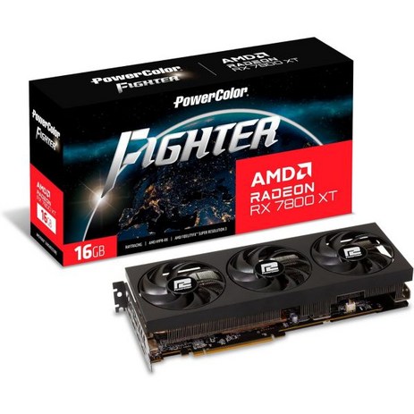 파워컬러 헬하운드 AMD 라데온 RX 7800 XT 16GB GDDR6 그래픽카드, 7800 XT Fighter-추천-상품