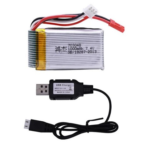 7.4V 1000mah 25C Lipo 배터리 및 7.4v 충전기 MJXRC X600 U829A U829X F46 X601H JXD391 FT007 2s 703048 부품, [06] 1B USB, 1개-추천-상품