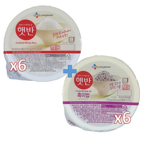 햇반 210g 6개 + 흑미밥 210g 6개, 1세트-추천-상품