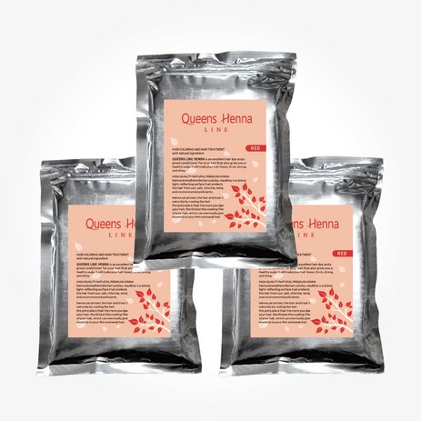 퀸즈헤나 라인 3set 천연헤나염색약 인도직수입 정품, 레드3, 3개-추천-상품
