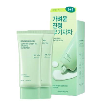 라운드어라운드 컴포트 그린티 카밍 선크림 더블기획 / SFP 50+ PA++++, 2개, 50ml-추천-상품