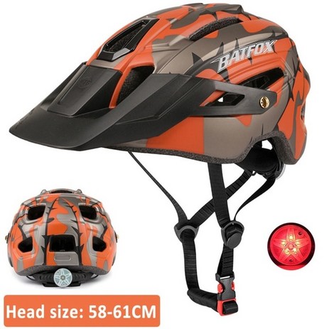 Casco batfox 남성용 자전거 헬멧 일체형 capacete ciclismo 산악 자전거 헬멧 야외 스포츠 mtb 사이클링 헬멧, l58-61cm, J-279-오렌지-추천-상품