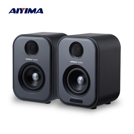 AIYIMA S400 액티브 책장 스피커 80W HiFi 광동축 블루투스 USB DAC TV PC용, 2)With EU Power-추천-상품