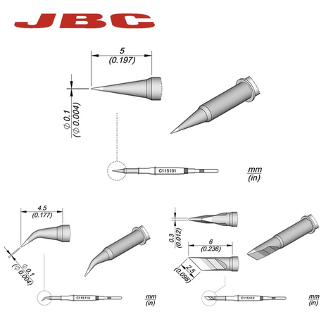 JBC 원래 니켈스트립 납땜 인두 팁 C115 101 118 T115 핸들 C210, C115118, 1개-추천-상품