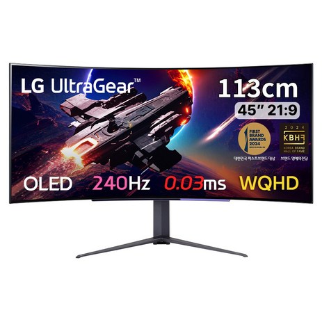 [LG전자 공식인증점] LG 45GR95QE_포토리뷰 네이버포인트 5천원 / 45인치 OLED 게이밍모니터 240Hz 응답속도 0.03ms, 45GR95QE 무료 퀵출고-추천-상품