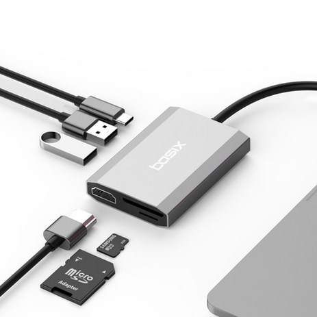 베이식스-USB-C타입-HDMI-6in1-맥북-멀티-허브-TW6A덱스-혼합색상-추천-상품