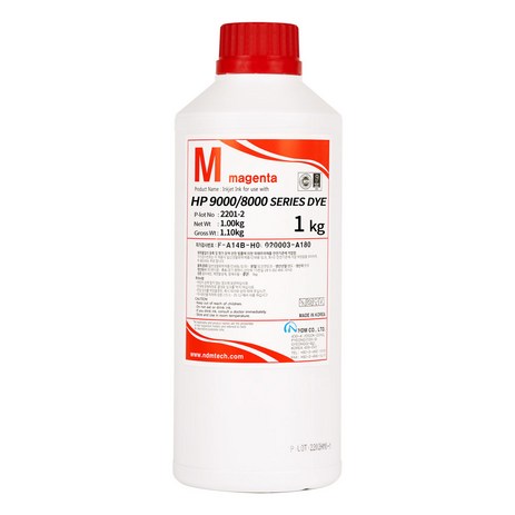 NDM(앤디앰) HP9010 HP8710 HP8610 HP7740 HP7720 HP8210 J3520W 무한 리필 잉크 HP9000 1000ml, 1병, 빨강염료(HP9000) 1리터-추천-상품