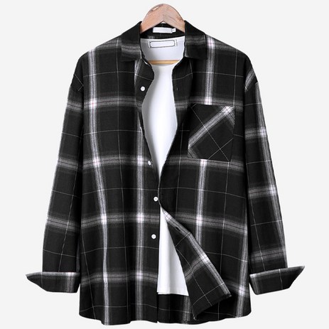 단군 남성용 4XL 오버핏 체크 남방 셔츠-추천-상품