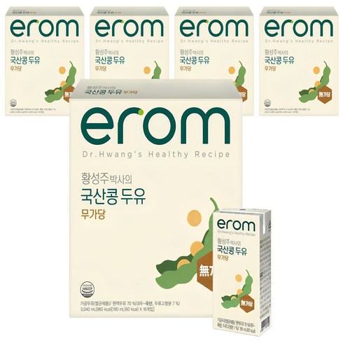 이롬 검은콩 무가당 두유 190mlX100팩 - 이롬 황성주 박사의 국산콩 두유 무가당, 190ml, 80개