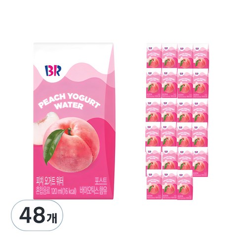 배스킨라빈스키즈도슨트 - 배스킨라빈스 과즙워터 피치요거트, 120ml, 48개