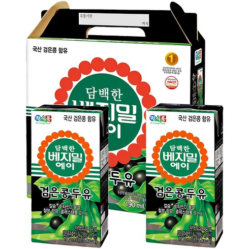 담백한 베지밀A 검은콩두유 190ml x 80팩 - 베지밀 담백한 에이 검은콩 두유, 190ml, 64개