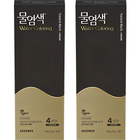 프리미엄 물염색 총 44회분  쿨링샴푸(300ml 2개 - 씨드비 프리미엄 물염색 시즌2 새치염색약, 내추럴블랙, 2개