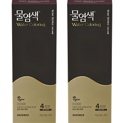 프리미엄 물염색 총 44회분  쿨링샴푸(300ml 2개 - 씨드비 프리미엄 물염색 시즌2, 와인브라운, 2개