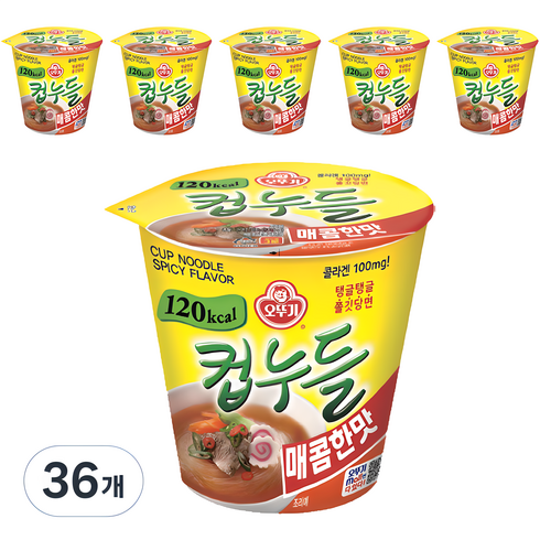 컵누들매콤한맛 - 오뚜기 컵누들 매콤한맛 37.8g, 36개