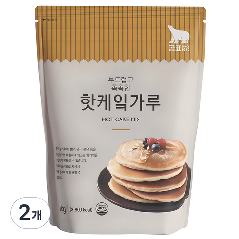 핫케이크가루 - 곰표 핫케잌가루, 1kg, 2개