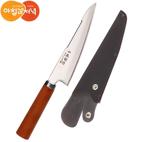 회칼 - 아침과저녁 2mm 칼날 28cm 전장 고급 회칼 사시미칼 고기칼 + 가죽 케이스포함, 1개