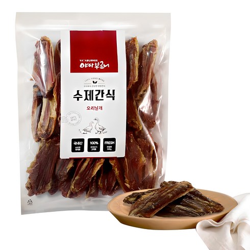 강아지수제간식 - 피지마켓 야아부르니 수제간식 대용량팩, 오리날개, 500g, 1개