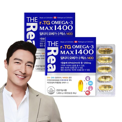 더리얼 고함량 저온 초임계 알티지 RTG 오메가3 맥스 1400, 60정, 2개