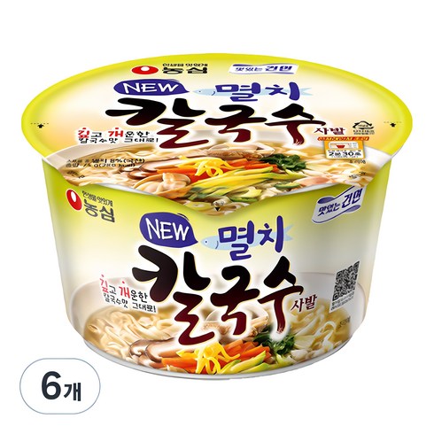 공항칼국수 - 농심 멸치칼국수 사발 75g, 6개